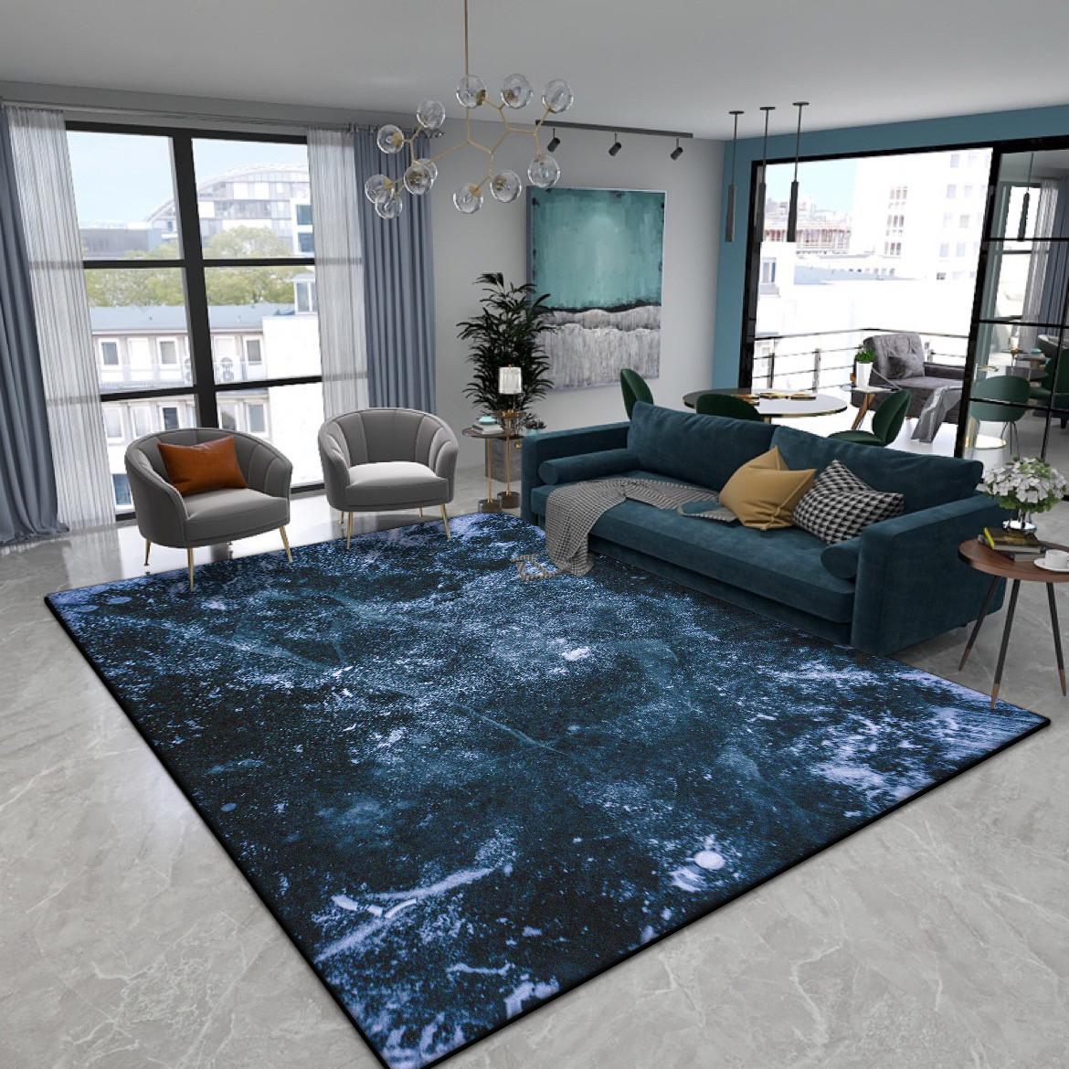 Tappeto Decorativo Moderno per Soggiorno Lusso Marmo Camera da Letto Tappeto Antiscivolo 200x300 Salotto Tavolini da Caffè Lavabile Tappetino da Pavimento Morbido 60*90cm