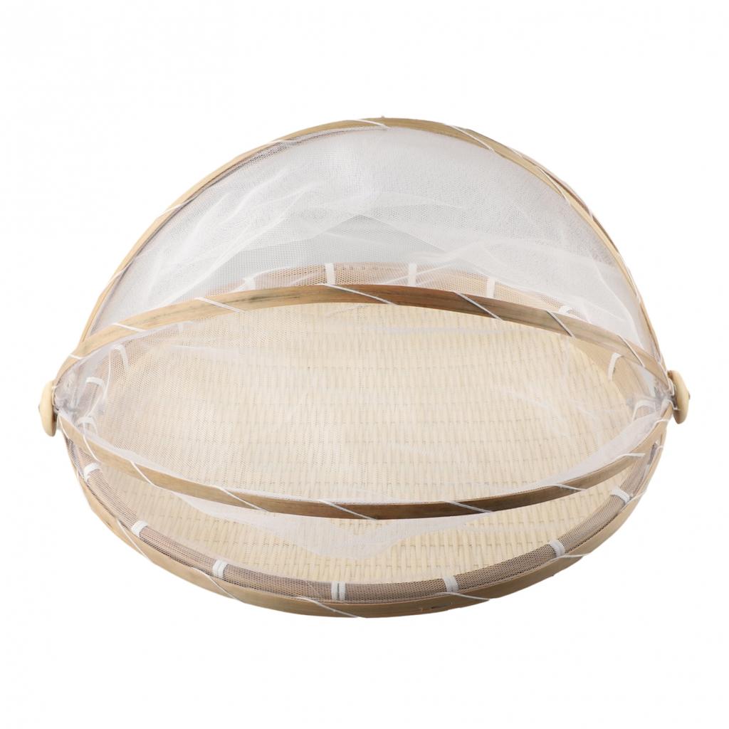 Woven Fruit Vegetable Basket with Anti-Mosquito Net Foldable Design