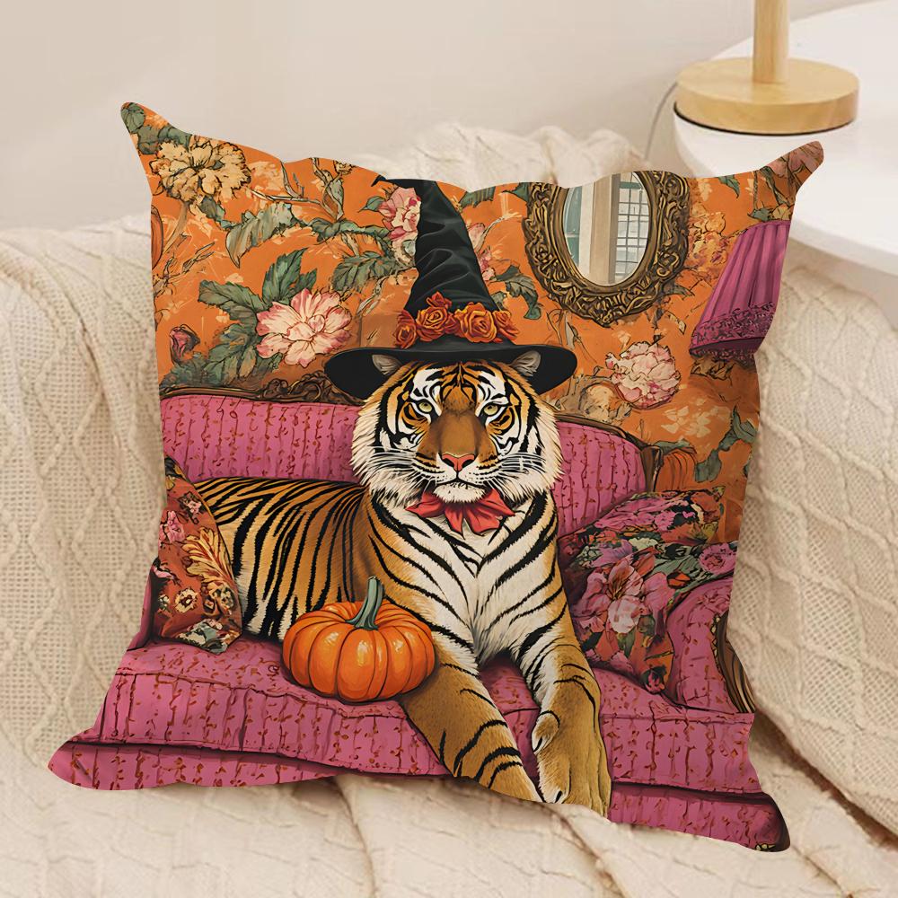 Funny Animal Vintage Portrait Cushion Cover Silky Short Plush Invisible Zipper Dustproof Sofa Pillow Case For Home Decor