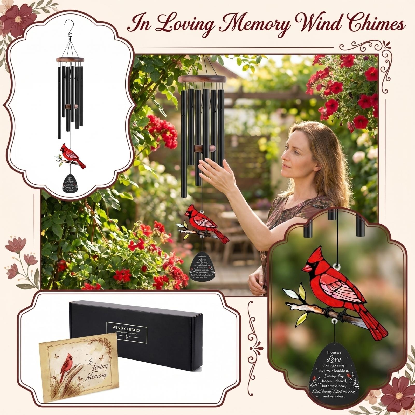 

Metal Wind Chime Outdoor Hanging Windchime with Bird Ornament and Hook for Garden Patio Porch Decoration One Size красный