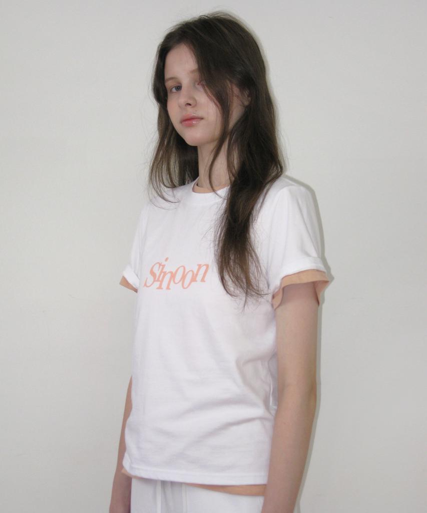 SINOON Sinoon Signature Logo T-Shirts (White/Apricot)