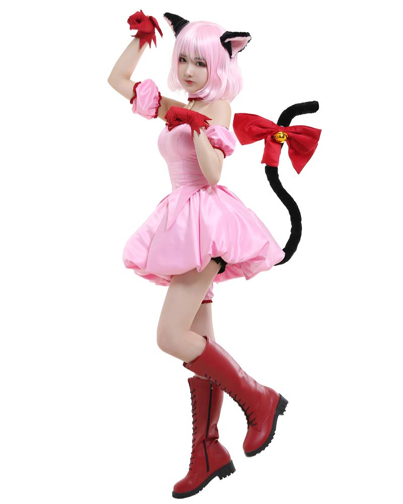 Miccostumes Women's Anime Cat Costume with Cute Pink Skirt (Size M)