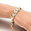 Classical Gold Silver Leaf Design Wrist Chain Alloy Bracelet Comfortable Wrist Bangle Jewelry for Various Occasions