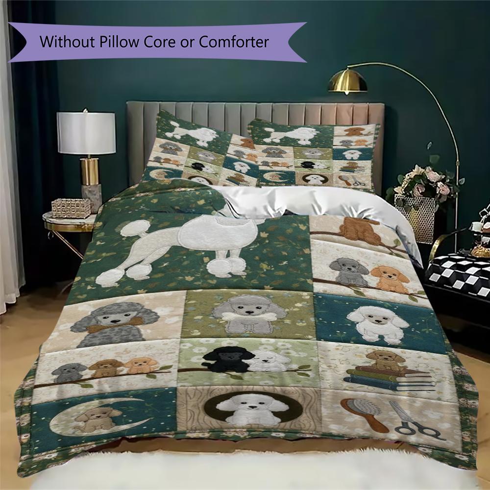Poodle Pattern Bedding Uilt Set Uilt Cover Pillowcase Home Decoration Birthday Gift (1 * Duvet Cover + 2 * Pillowcase Without Core)100