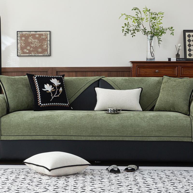 Sofa cushion universal in all seasons, new light luxury high-end non-slip leather sofa cushion, chenille sofa cover towel