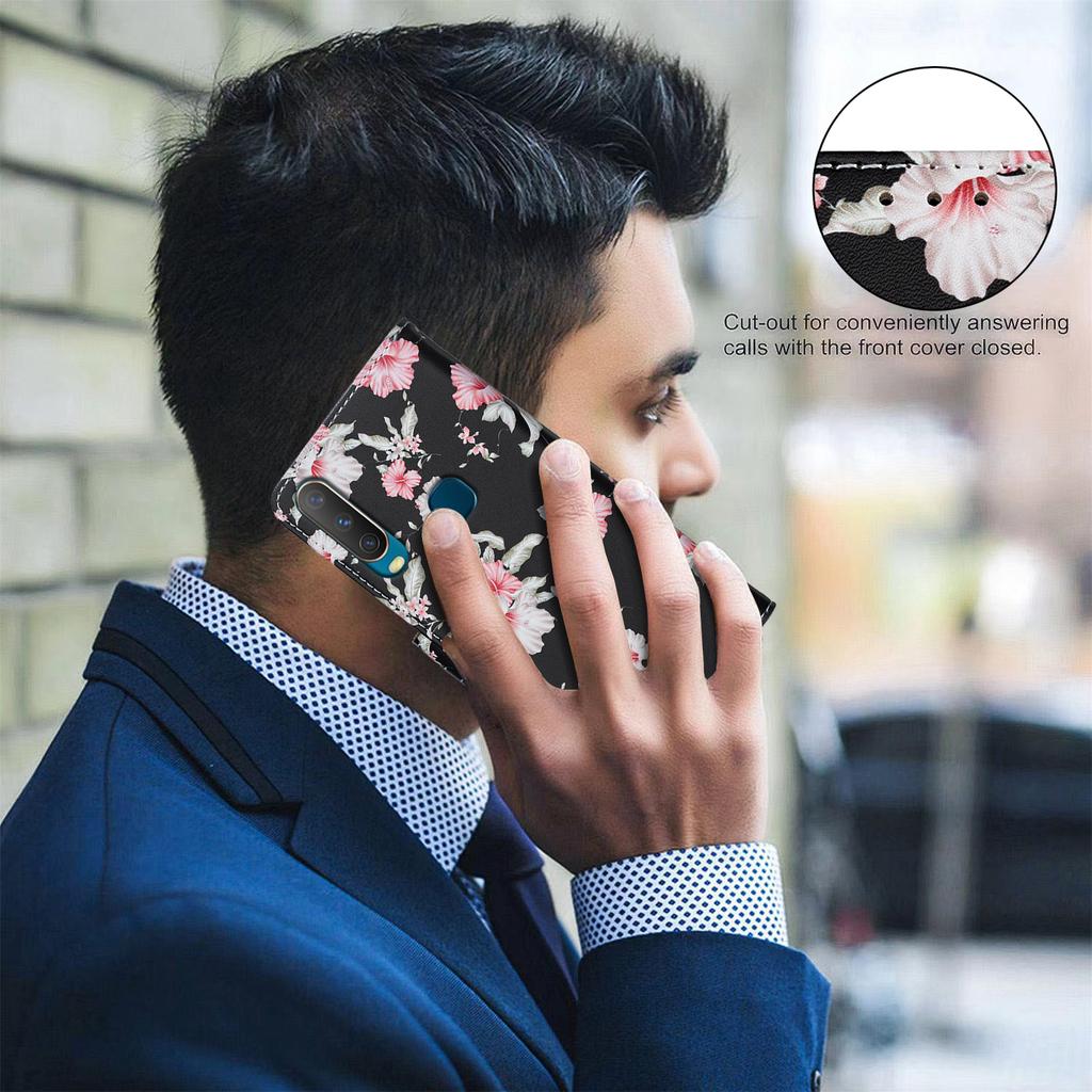 Für VIVO Serie Lederhüllen Blume Schmetterling Bemaltes PU Schutzhülle Kartenhalter Magnetverschluss Aufsteller Für VIVO Y39 Y29 Y38 Y200i Y03 Y78