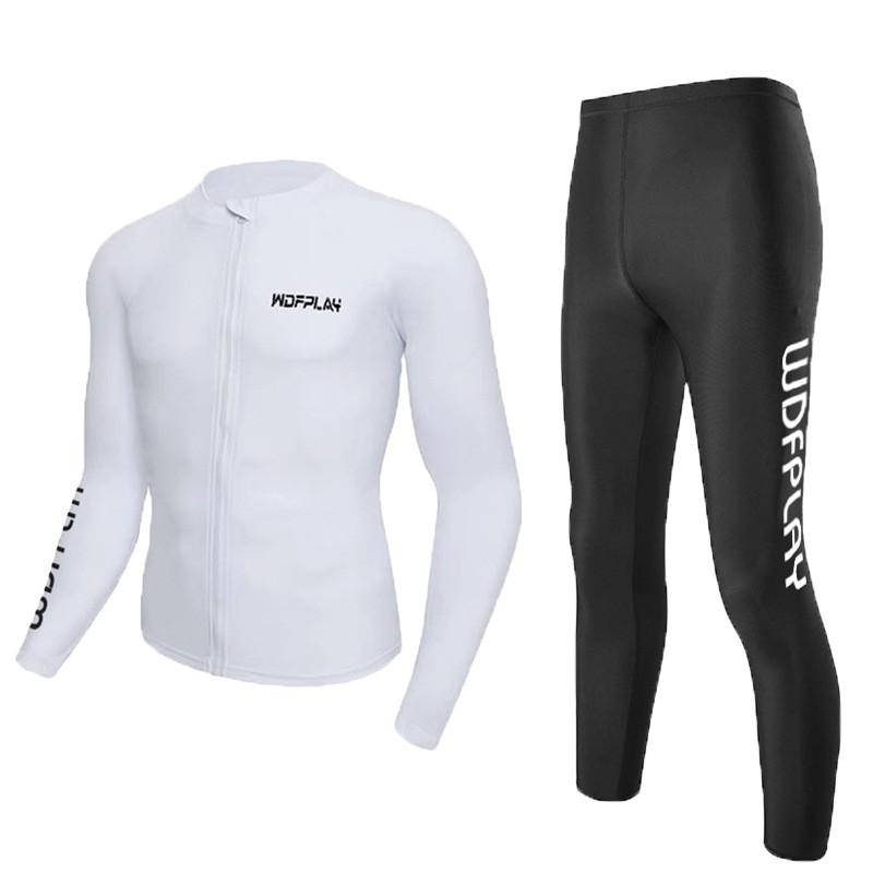 Herren UV-Schutz Rash Guard Set Langarm Surfen Badeanzug Schnorcheln Tauchen Strand Outdoor Wassersport
