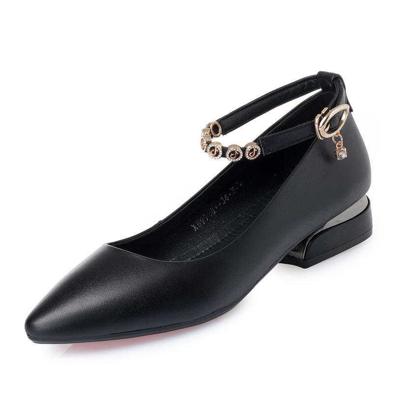 Fashion Genuine Leather High Heel Shoes Red Wedding Pumps Women Shoes Pointed Toe Rhinestone High Heel Shoes Ladies Elegant Office Shoe