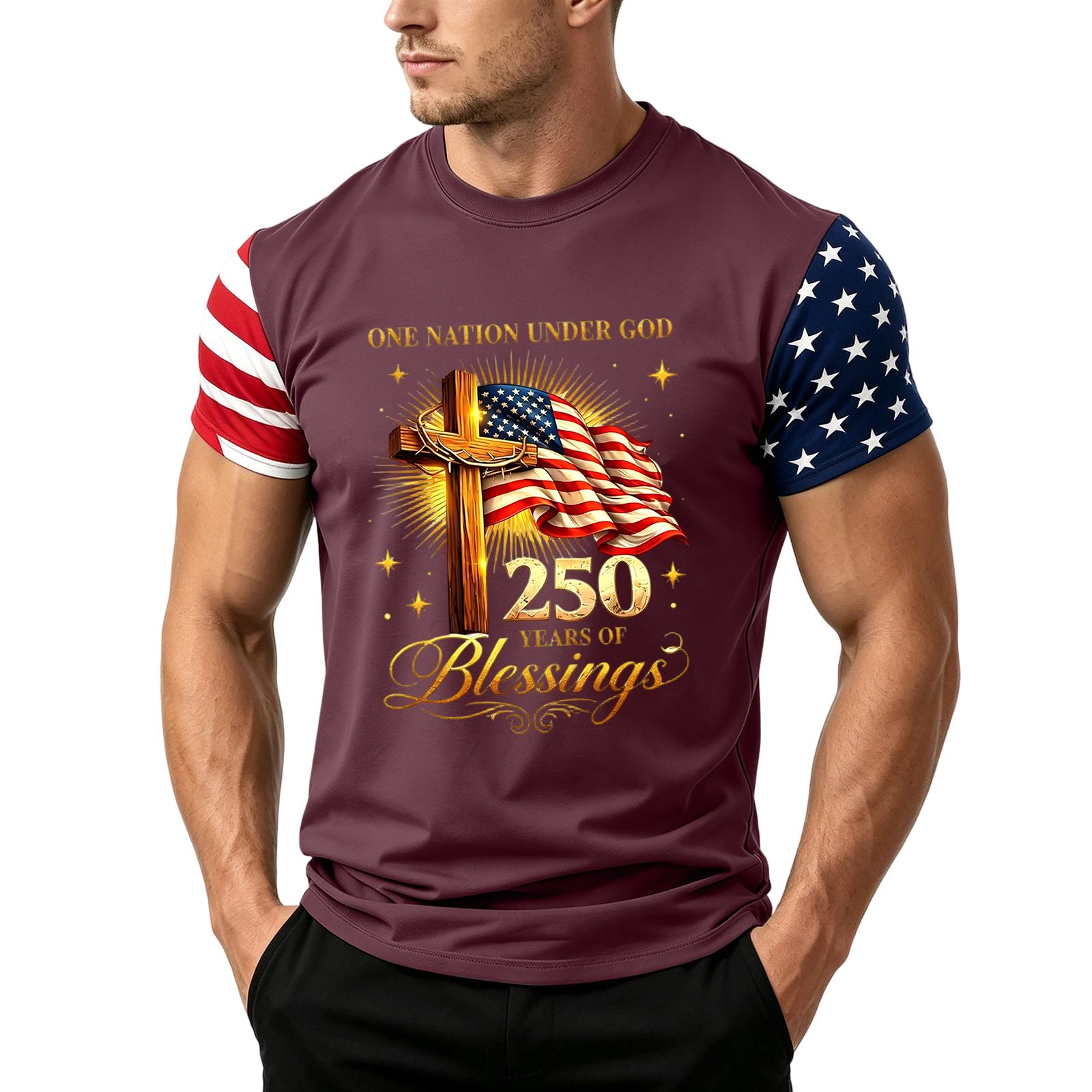 

Men’s Loose Fit Short Sleeve T Shirt with Flag and Cross Print Comfortable Crew Neck Casual Summer Top for Everyday Wear XXXXL