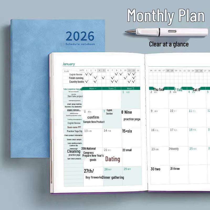 2026 A5 Daily Planner: Student & Office Diary, Customizable Souvenir Notebook