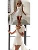 2025 Spring/Summer Women's Strapless White Sequin Mini Dress with Tie-Up Waist and Large Swing Skirt
