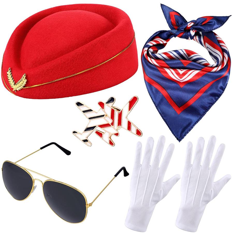 

Косплей Костюм: Хэллоуин Стюардесса в очках, шляпе, перчатках и шарфе