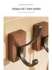 Walnut Bathroom Wall-Mounted No-Drill Adhesive Hook, Solid Wood & Space Aluminum