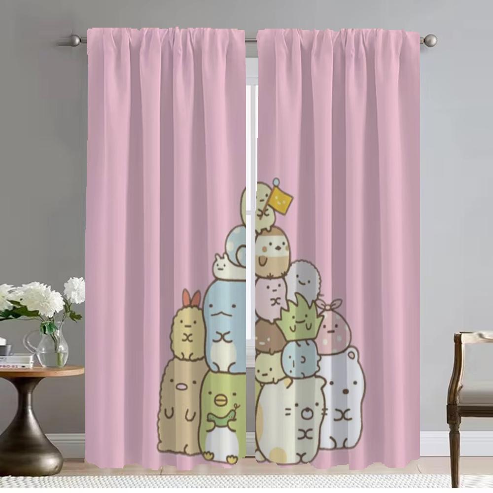 Sumikko Gurashi Curtains for Living Room Curtain Kitchen Curtains 2 Pieces Halloween Decoration Shades Tulle for Bedroom Elegant