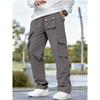 Mens Casual Multi Pocket Cargo Pants Straight Leg Zipper Detail Trousers
