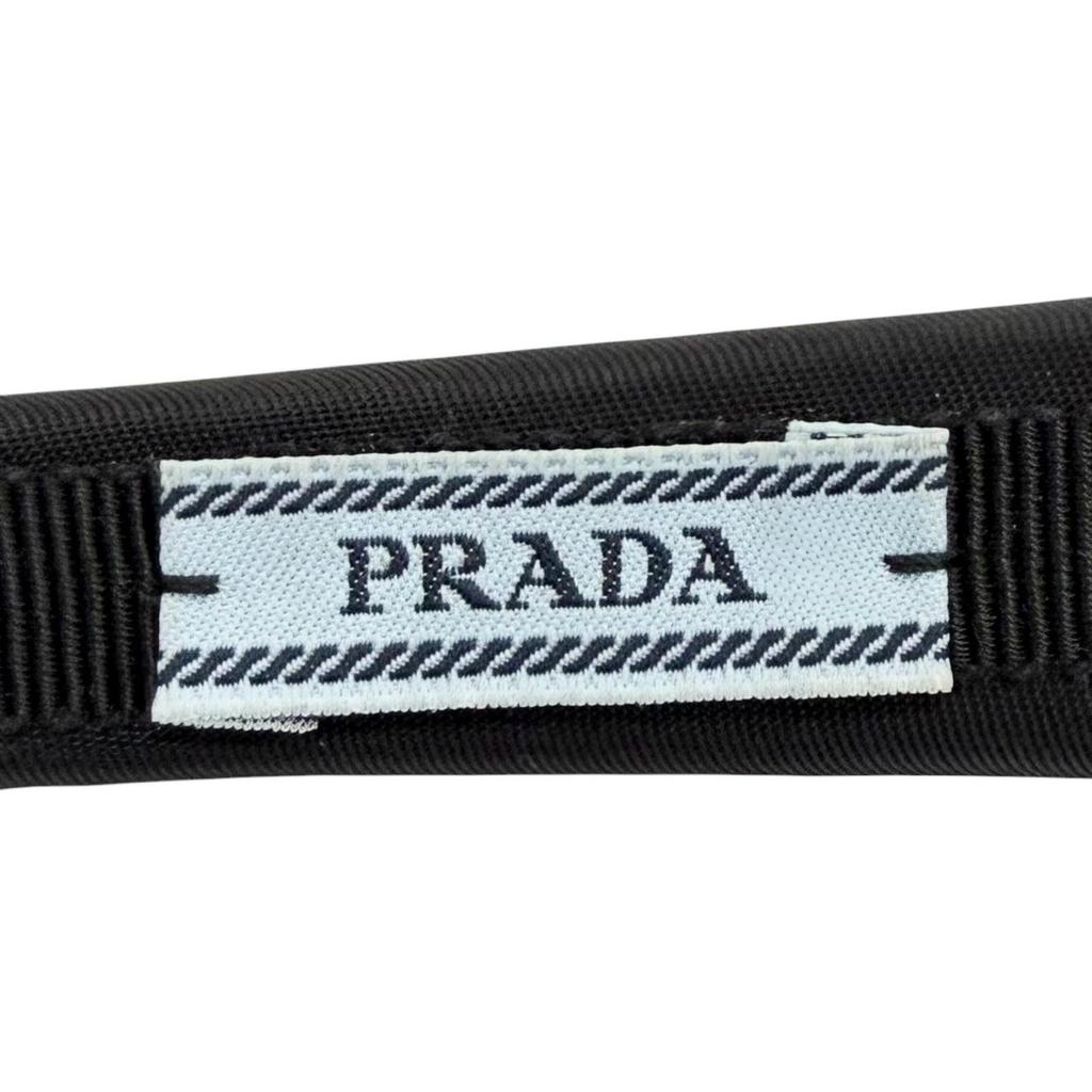 Great PRADA Katyusha Triangle Logo Re-Nyron Headband Hair Accessory 1IH020 Used