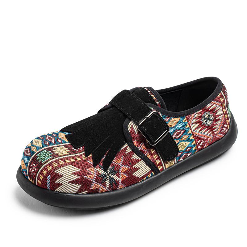 

Large size fashion canvas single shoes outdoor trend color matching fisherman shoes men s retro one-pedal lazy shoes 46