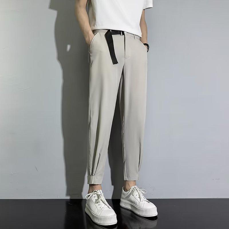 Fashion simple youth popular ins lazy solid color trendy trousers men's casual trend summer trousers new
