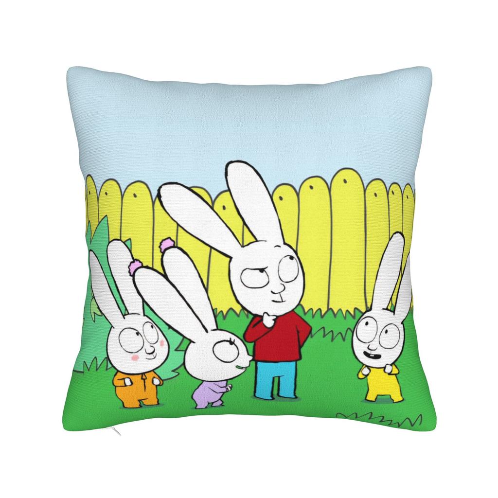 Simons Super Rabbit Bunny Cartoon Square Pillow Case Cushion Covers Vintage Zipper Decorative Pillowcase for Home xcm