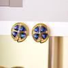 Vintage Sapphire Niche Petal Stud Earrings for Women