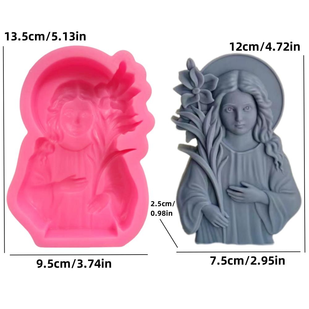 2D/3D Handheld Flower Goddess Woman Candle Silicone Mold Curling Flower Virgin Mary Resin Mold Female Gypsum Mold Home Decor