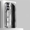 Gold-plated tempered glass phone case, compatible Galaxy S26 S25 S24 S23 S22 Ultra Plus. Features a black and white color scheme