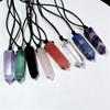 Hexagonal Pendulum Necklace Adjustable Rope Stone Pendant Natural Crystal Necklace Women and Men