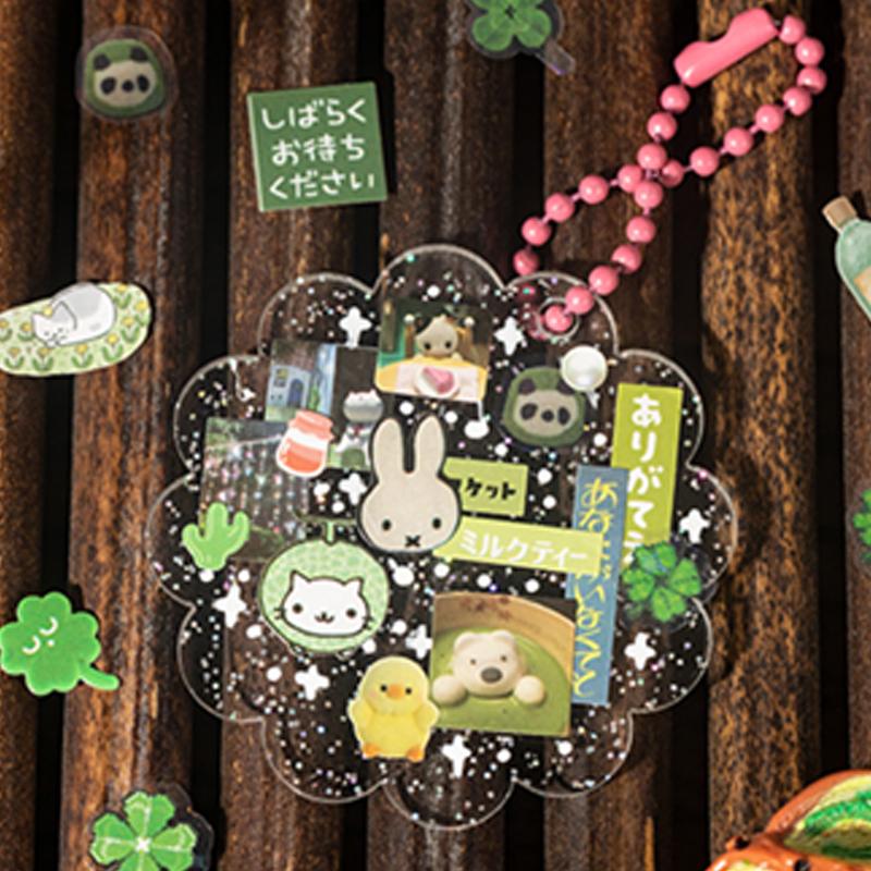 Mr Paper 18pcs Cute Grocery Small Nose Ga Kawaii Glitter Sand Cut Film Sticker Book DIY Student Handbook Material Goo Card