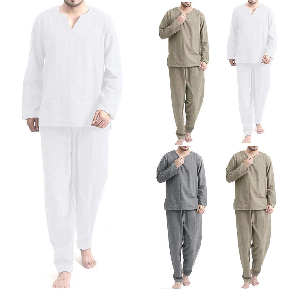 Men Casual Travel Soft Sleepwear Comfortable Long Sleeve Tops+Pants Pajamas Set Men Casual Travel Soft Sleepwear Comfortable Long Sleeve Tops+Pants Pajamas Set