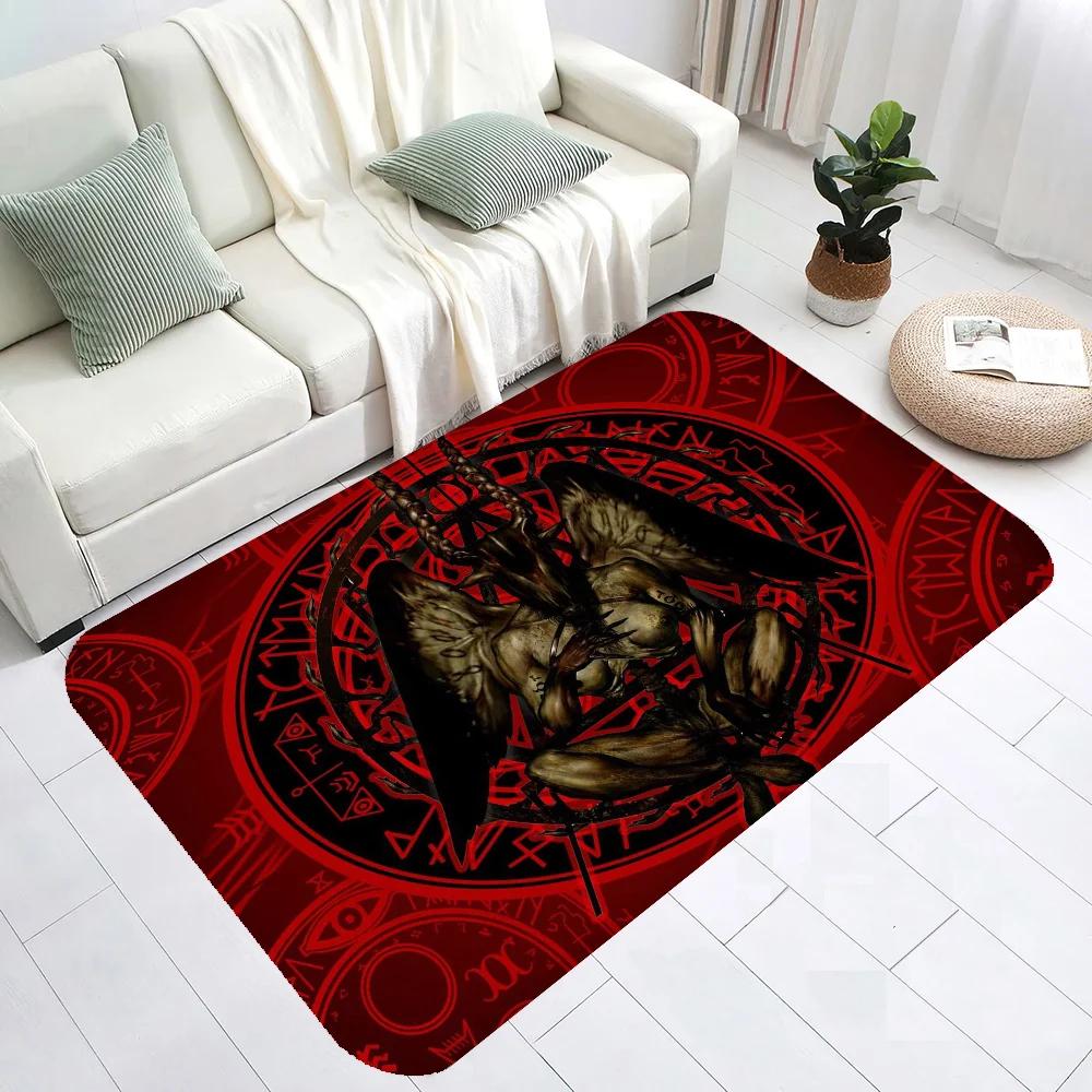 Satanic Baphomet Floor Mat INS Style Soft Bedroom Floor House Laundry Room Mat Anti-skid Household Carpets