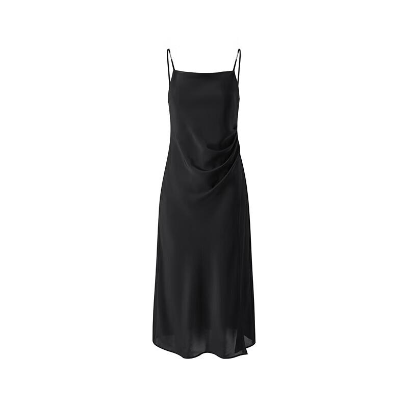 Taiping Niao Women's Black Pearl Cowl Neck Slip Dress