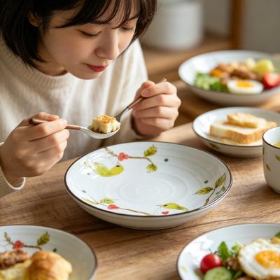 Creative Underglaze Colored Bowl and Plate Set, Modern and Simple High-quality Household Ceramic Dinner Bowls and Plates
