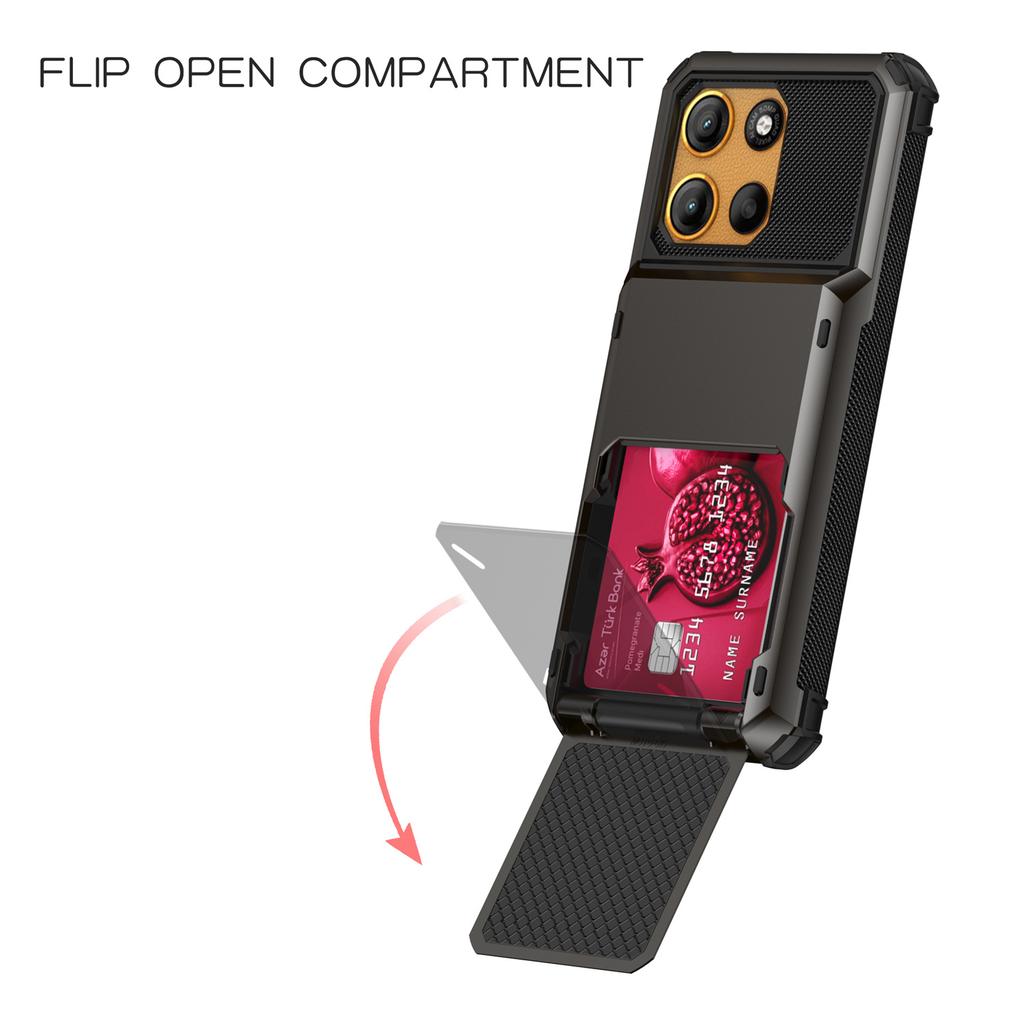 Für Motorola Moto G15 4G Hülle PC + TPU Doppelschicht Rückseite Handyhülle mit Kartenhalter