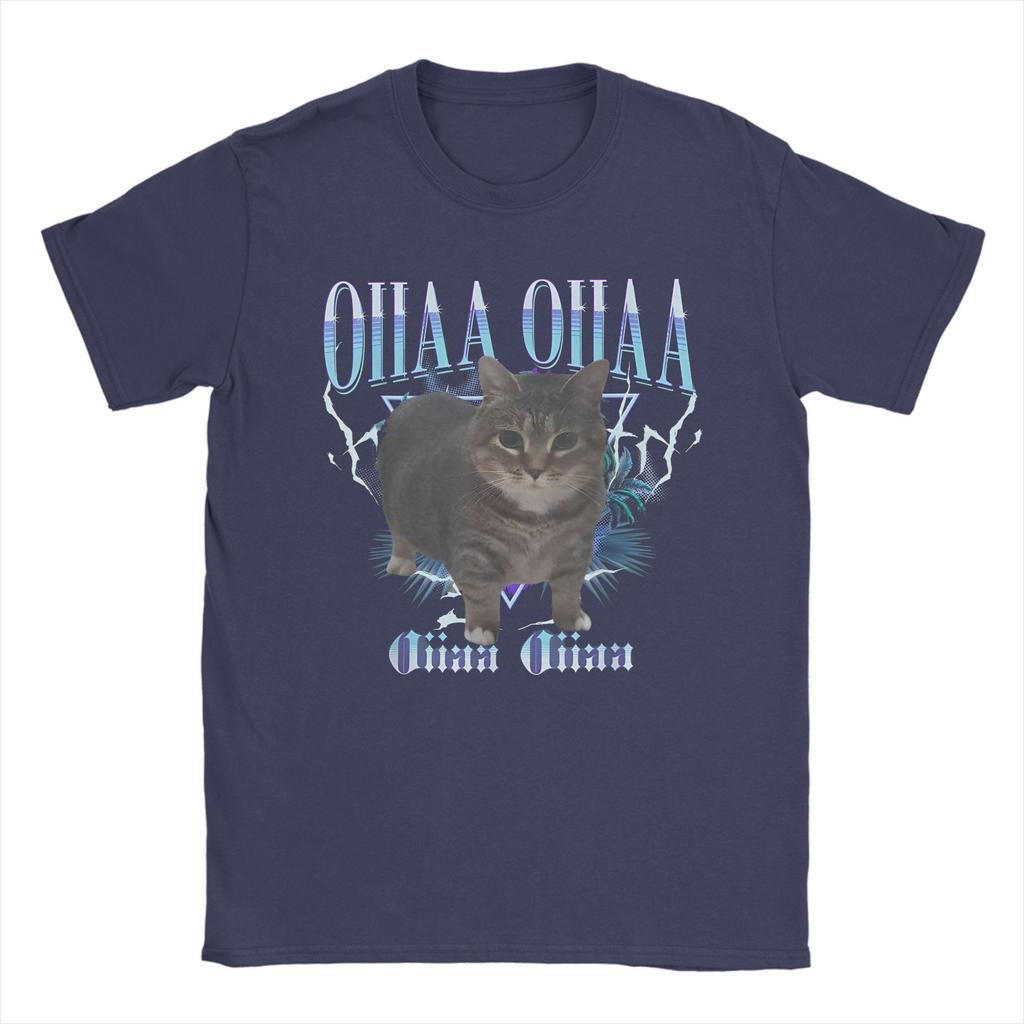 Men's OIIAA OIIAA Funny Spinning Cat Meme T Shirts Humor Brainrot Cotton Merch Awesome Short Sleeve Crew Neck Tees Gift T-Shirts