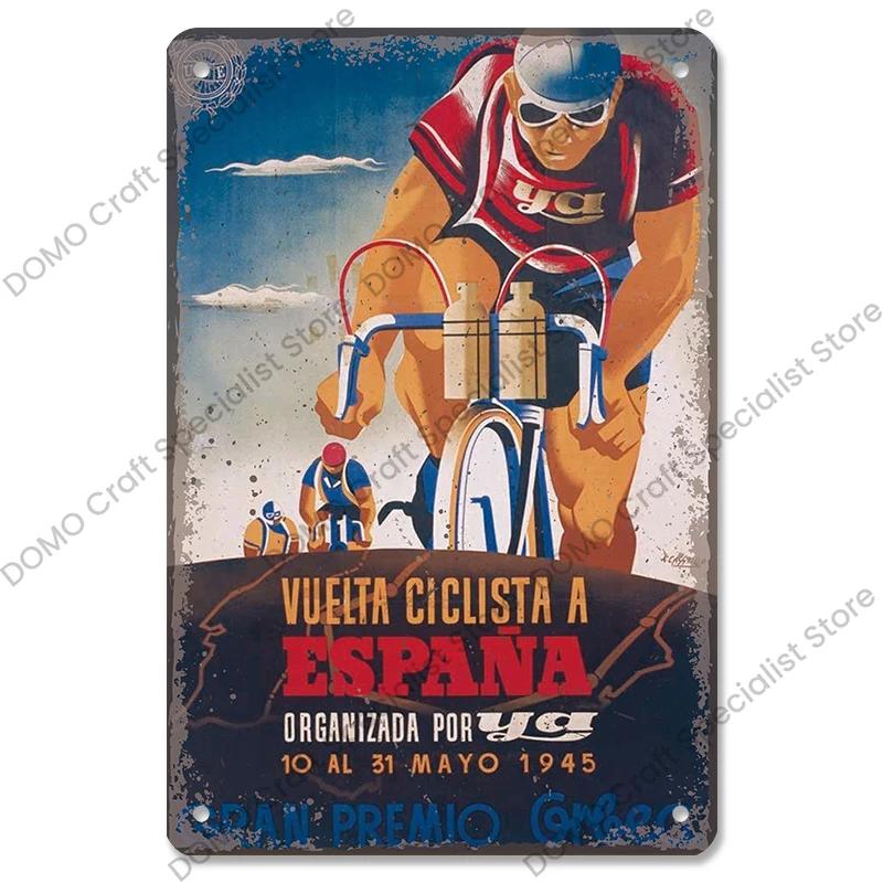 Placa de bicicleta Placa de lata de metal Ciclismo Corrida Vintage Metal Poster Wall Art Decor para Bike Club Garage Man Cave