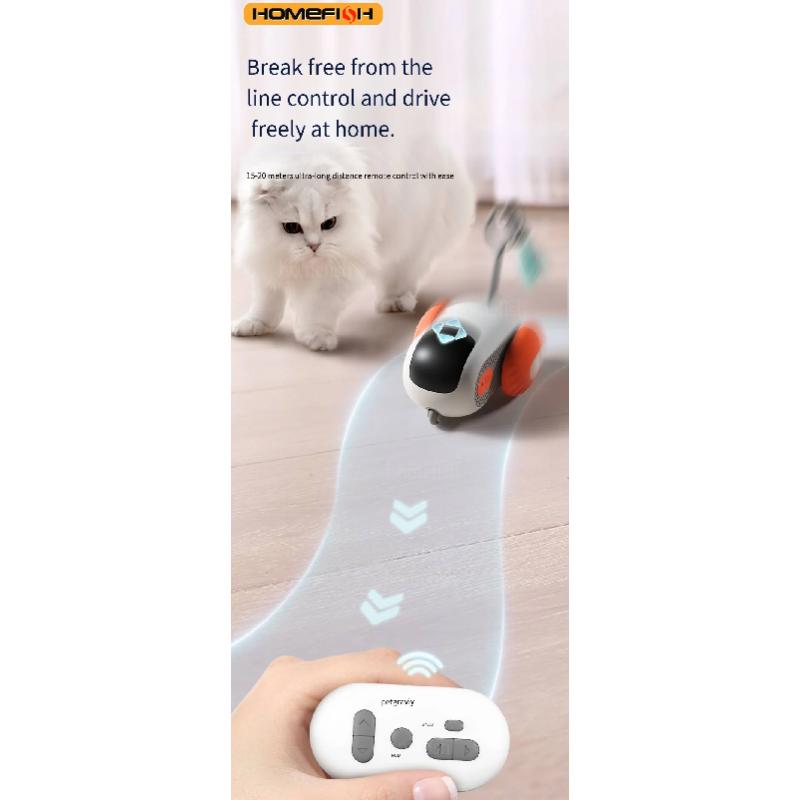 Smart Cat Car 2 Modes Automatic Moving Remote Controlled Car for Cats Dogs Interactive Playing Kitten Training Pet Supplies