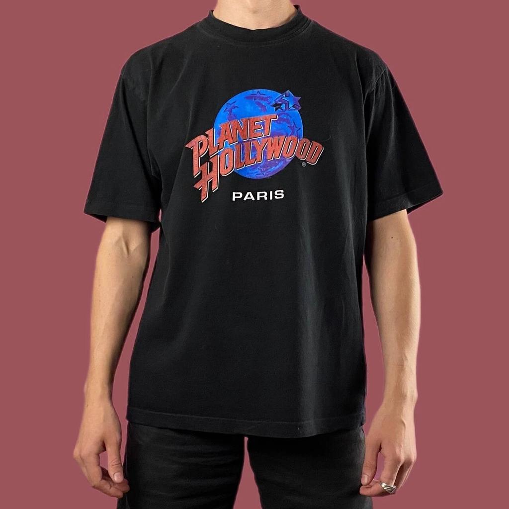 1998 Planet Hollywood Paris 90s Vintage Men's T-Shirt - M Black Heavy Cotton Tee
