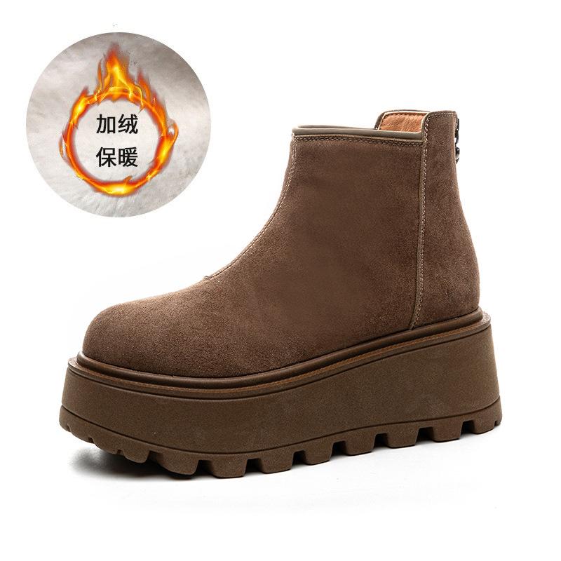 Casual Short Boots Women's 2025 New Martin Boots Non-slip Heightening Thick-soled Snow Boots Children's Autumn and Winter Leather Women's Shoes