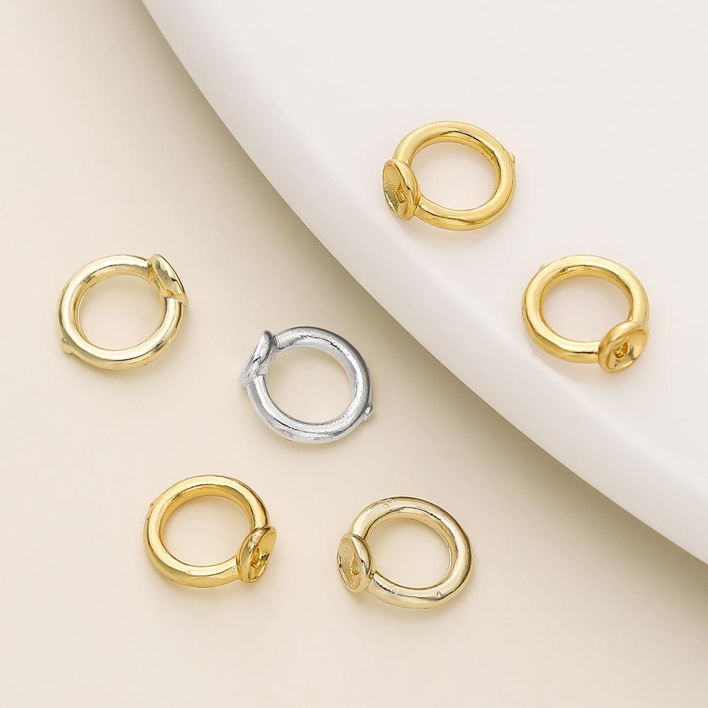 10/20pcs 14/18K Gold Plated Brass End Bead Tip Double Hole Connector Rings for DIY Jewelry Bracelet Necklace Making Supplies