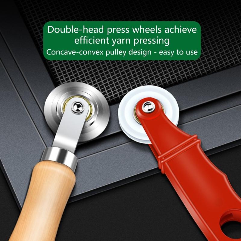 Double Head Spline Roller Tool Set With Nylon Wheel Rubber Strips For Aluminum Frame Screen Door Window Maintenance