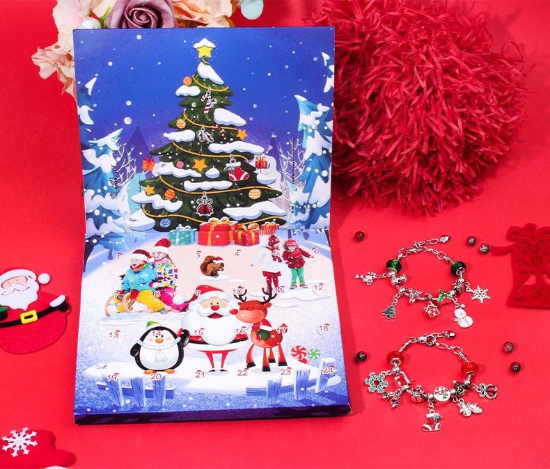 Kinder DIY Handgemachter Schmuck Perlen Schneemann Adventskalender - 24 Fächer Weihnachtsgeschenk