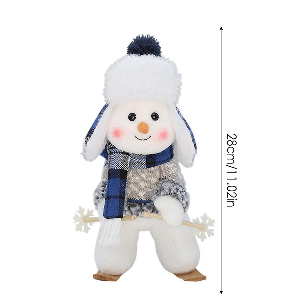 Christmas Blue Series Snowman Cloth Retractable Dolls Decoration for Tree Ornaments Santa Figurine Xmas Gifts Craft Home Decor