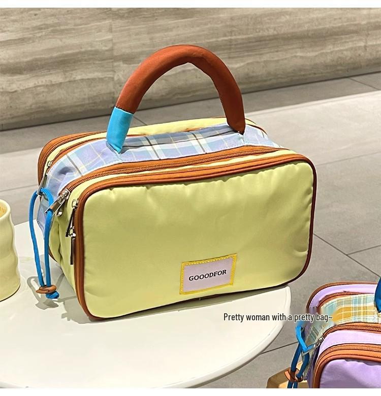 High-End Travel Makeup & Toiletry Bag with Colorblock Design - Large Capacity and Portable