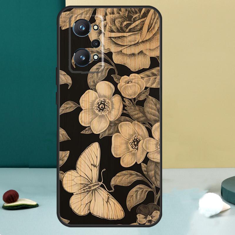Tree Flower Bamboo Wood For Realme 11 10 12 13 14 Pro Plus GT 7 6 5 Pro GT 6T C67 C61 C53 C51 C21Y C25S C75 C55 Case