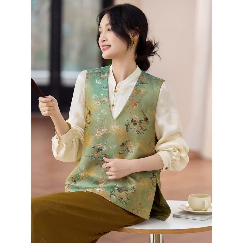 Women's Chinese Style Floral V-Neck Vest Jacket