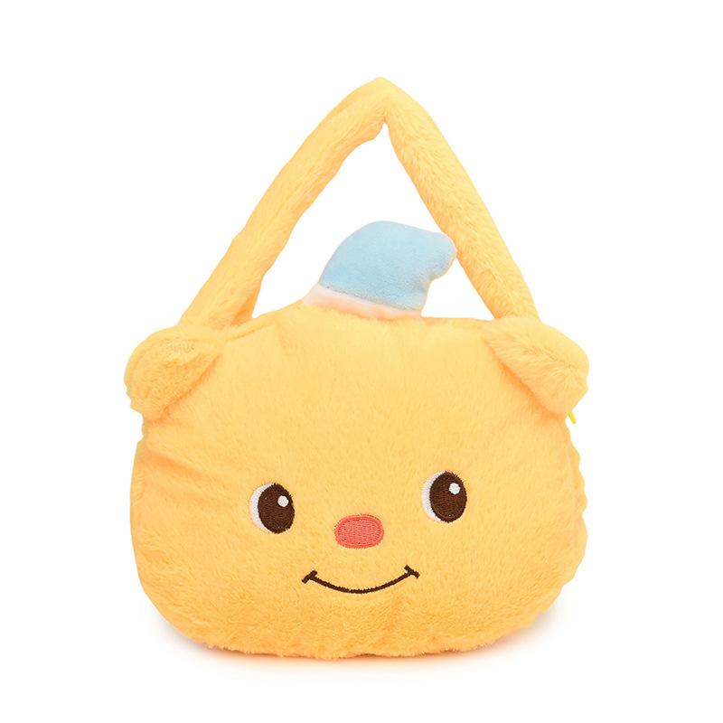 Ins niedlicher kleiner gelber Bär großer Kopf Puppe Tasche Cartoon Mädchen Herz Plüschtasche Soft Girl Aufbewahrung Handtrage kleine runde Tasche