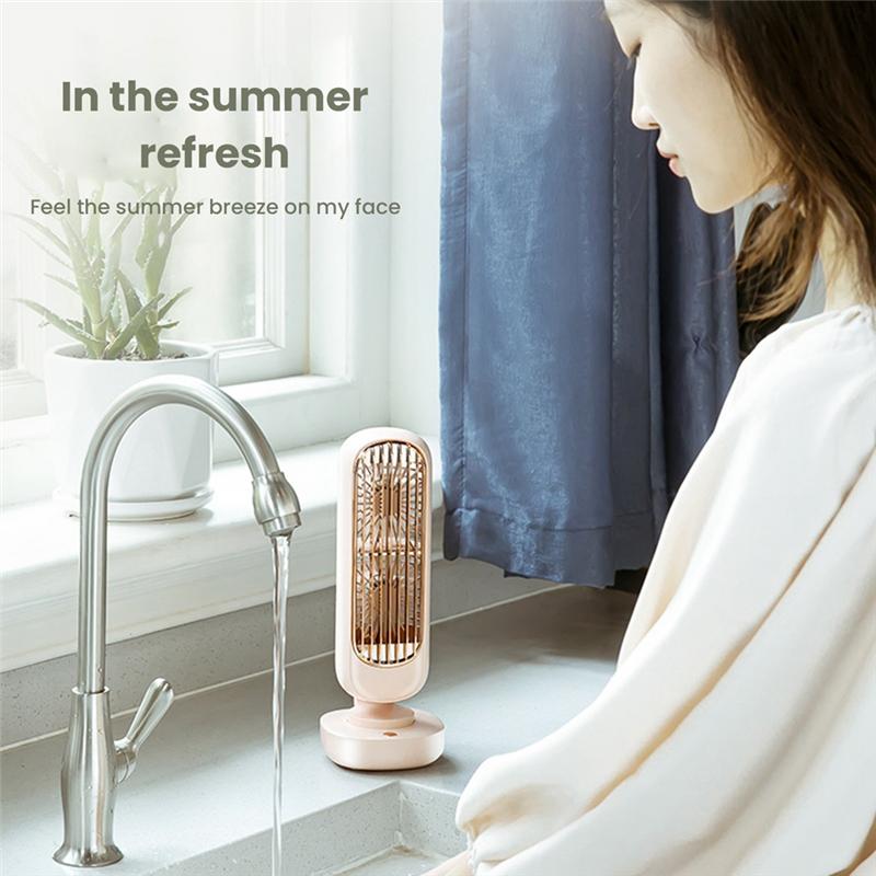 New Stand Mini USB Fan Battery Rechargeable Tower Table Fan Type-C Portable Desktop Air Cooler for Home Study Camping 2