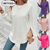 Women's Fashion Casual Solid Color Print Long Sleeve O-Neck Blouses & Shirts