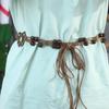 Waist Rope Wooden Bead Wax Rope Ethnic Style Belts Braided Tassel Belt Bohemian Women Waist Chain