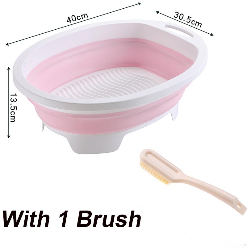 Portable Hand Washing Foldable Basin With Brush Home School Dormitory Washboard Basin For Clothes Cleaning Tools